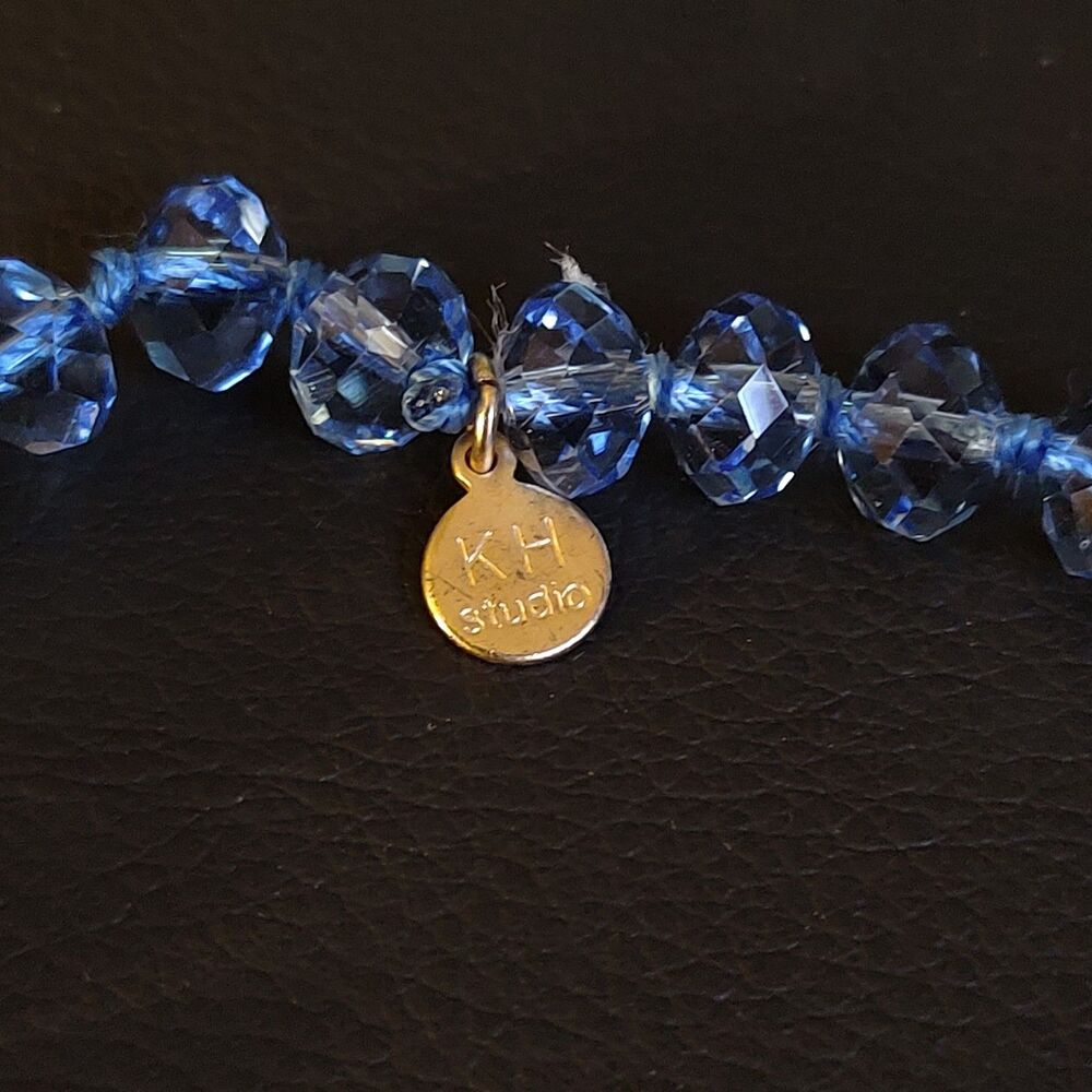 VTG Style Light Sapphire Sky Blue Transparent Faceted Crystal Beads 48" Necklace - Picture 3 of 5